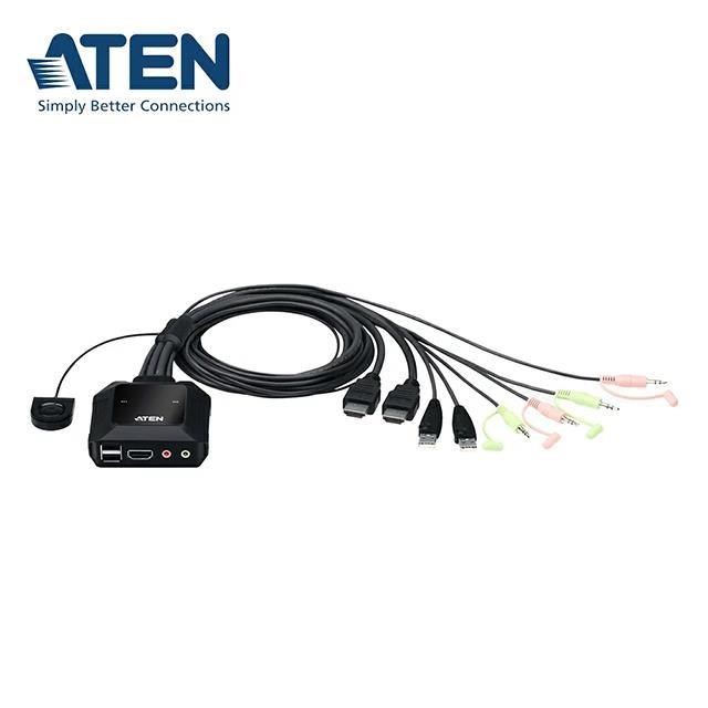 ATEN 宏正 CS22H 2埠USB 4K HDMI帶線式KVM多電腦切換器 (外接式切換按鍵)