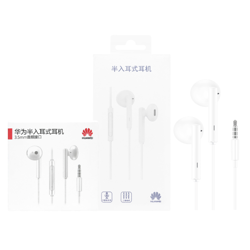 HUAWEI 華為 原廠AM115 半入耳式耳機 3.5mm - 白 (盒裝)