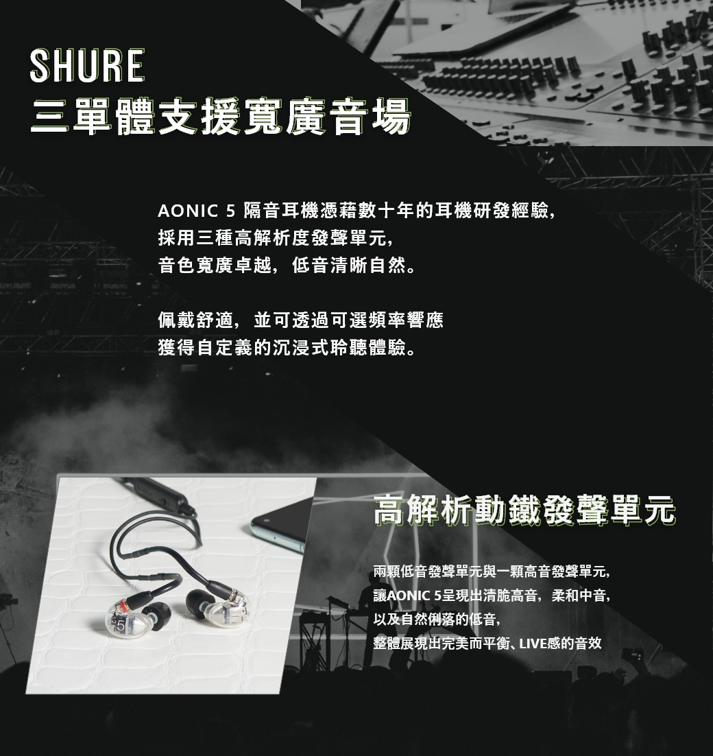 SHURE Aonic 5 新系列旗艦監聽耳機(黑) - PChome 24h購物