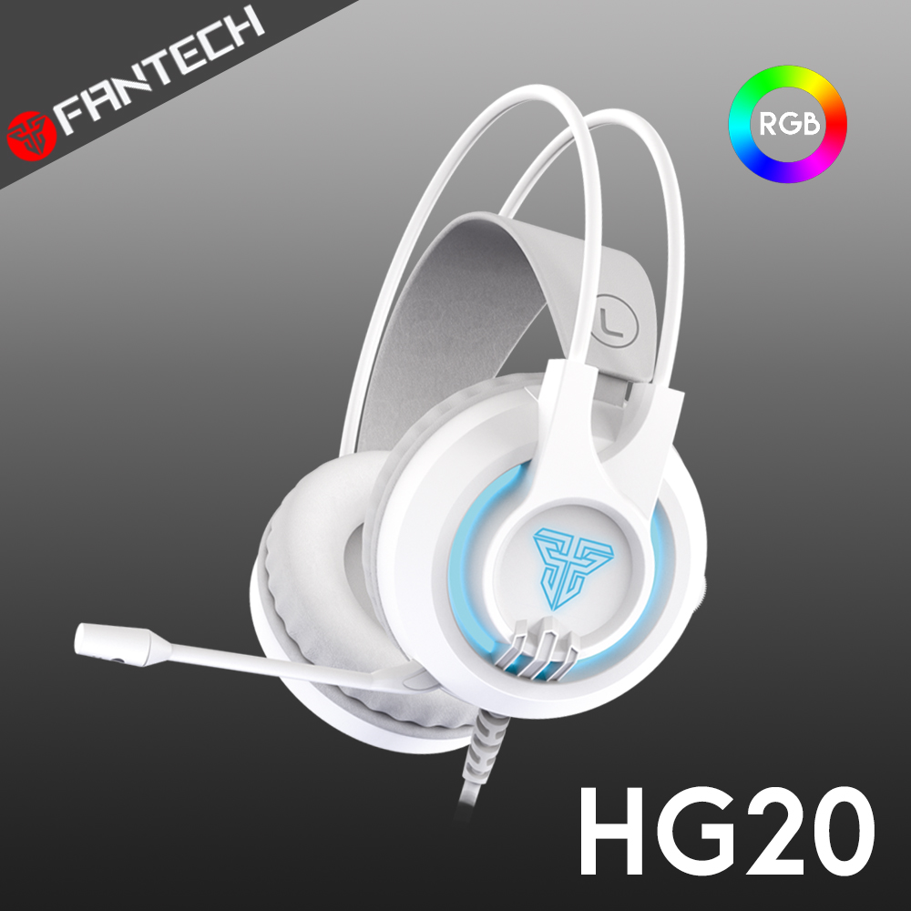 FANTECH HG20 RGB立體聲電競耳機-白色款