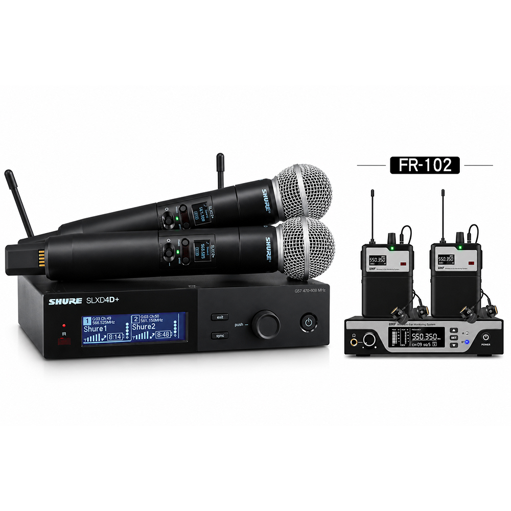 SHURE SLXD24D+/SM58 數位雙頻無線麥克風系統｜JYC Music FR-102專業耳返監聽系統