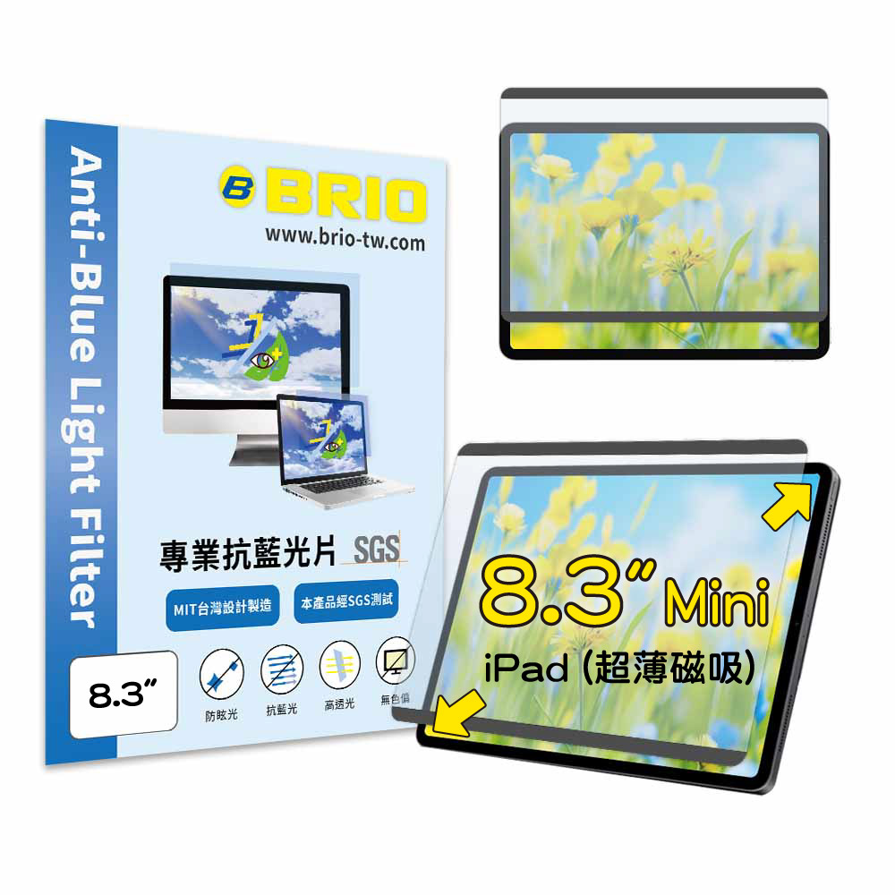 BRIO 超薄磁吸抗藍光片- iPad mini 8.3吋 第6/7代 防藍光 防眩光 護眼 螢幕保護貼 抗藍光保護貼