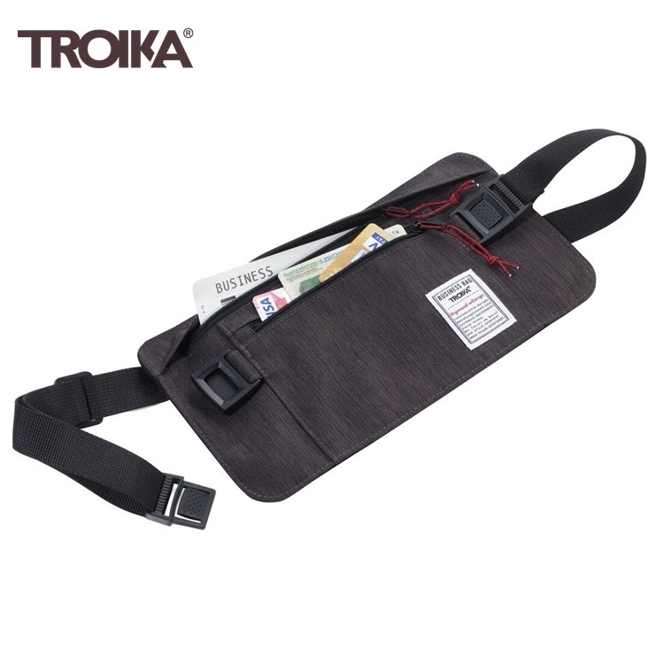 TROIKA 梅森巴赫 德國商務防盜刷側錄RFID-NFC信用卡護照隨身貼身包防扒包BBG57/GY防感應錢包隱形腰包防竊包旅行暗袋