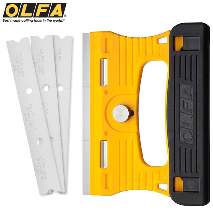 OLFA 日本製清潔玻璃用不銹鋼刃寬12cm大刮刀剷刀GSR-1/3B適左手耐丙酮刮玻璃殘膠剷除刀日本品番228B