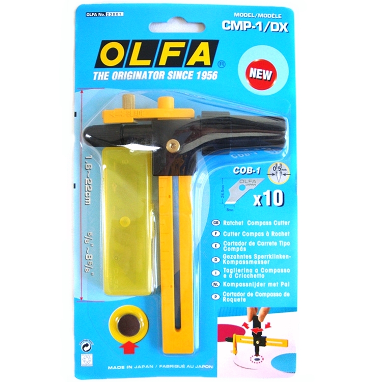 OLFA 日本豪華版切圓器割圓器CMP-1/DX(直徑1.6-22公分圓型;附針頭墊片)切割刀切圓形刀具circle cutter
