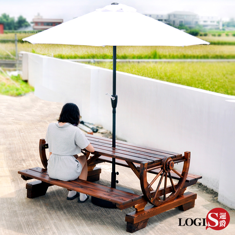 LOGIS 邏爵 防腐實木桌帶椅組 庭園桌椅 啤酒桌 戶外桌椅【CC-30】