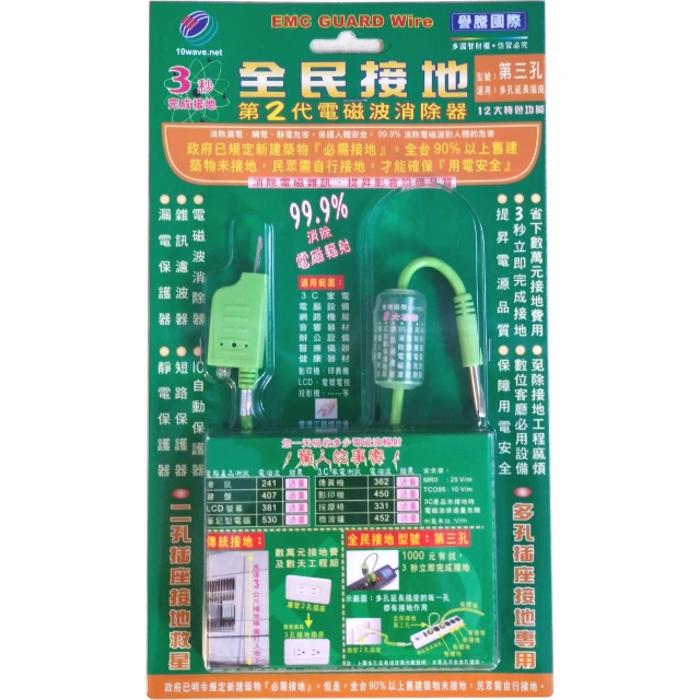 譽騰 EMC全民接地 第二代電磁波消除器 - 第三孔(EW-EAR252)