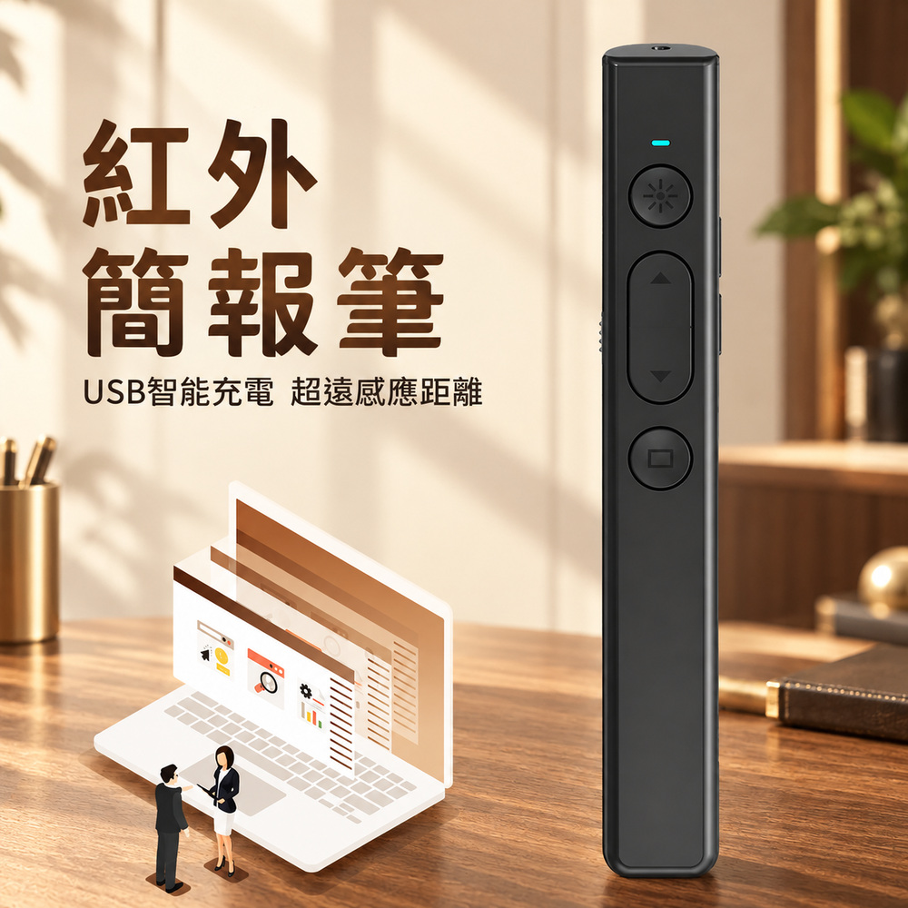 禾統 多功能紅光簡報筆 充電式簡報遙控器 無線翻頁 雷射筆