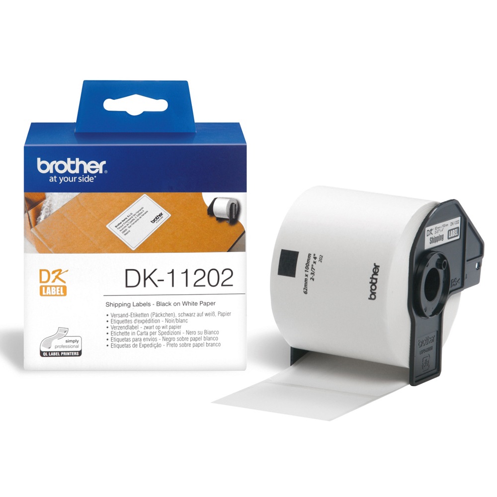 BROTHER 兄弟牌 DK-11202 DK11202 白底黑字 62x100mm 定型 標籤帶 耐久型紙質 - 三捲入