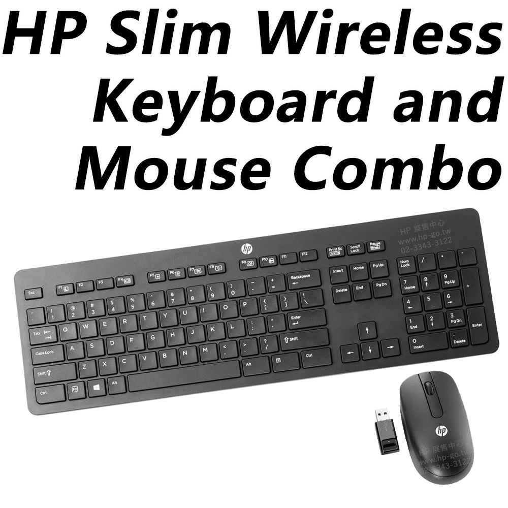 HP 惠普 Slim Wireless Keyboard and Mouse Combo 無線鍵盤滑鼠組(T6L04AA/薄型全尺寸鍵盤/USB接收器一對二)（其他規格）