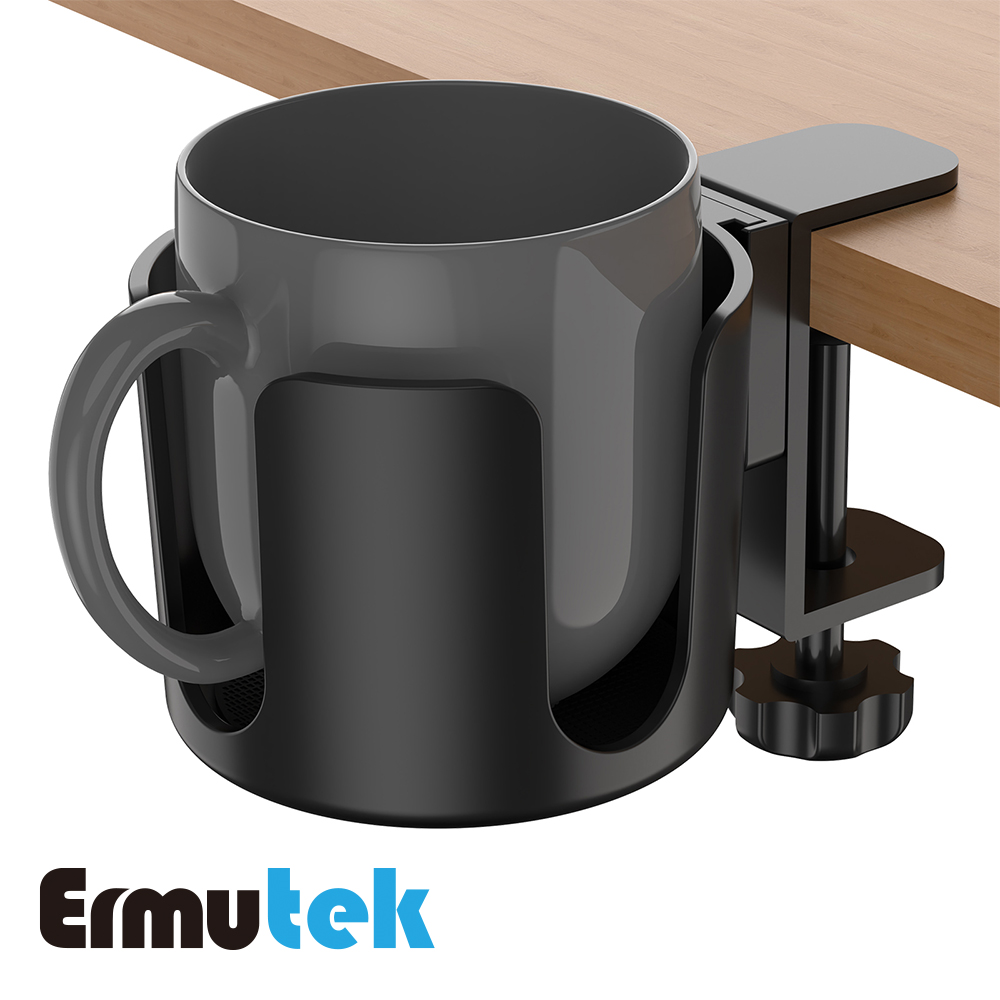 Ermutek 二木科技 辦公桌面夾式固定水杯架/加高設計適用多款水杯/有效節省桌面空間