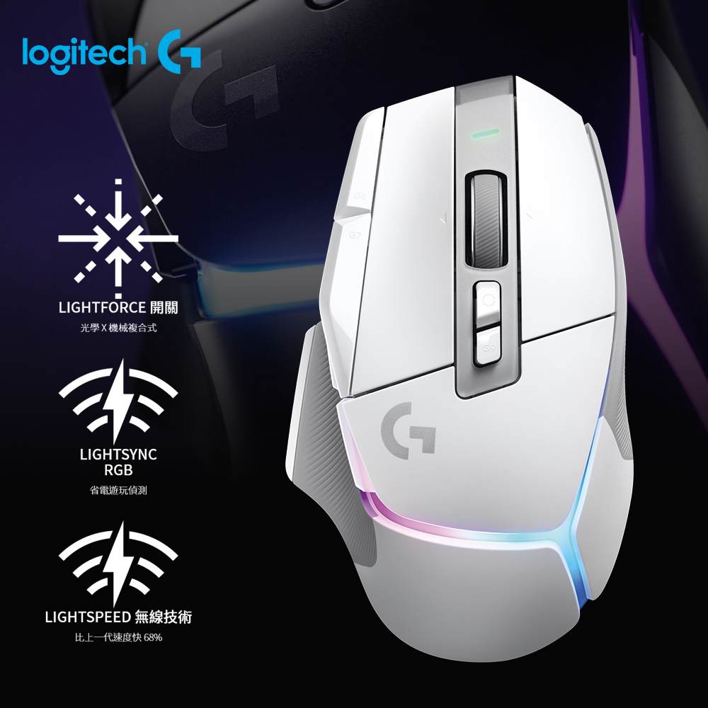 G502 X PLUS RGB 無線電競滑鼠 白色
