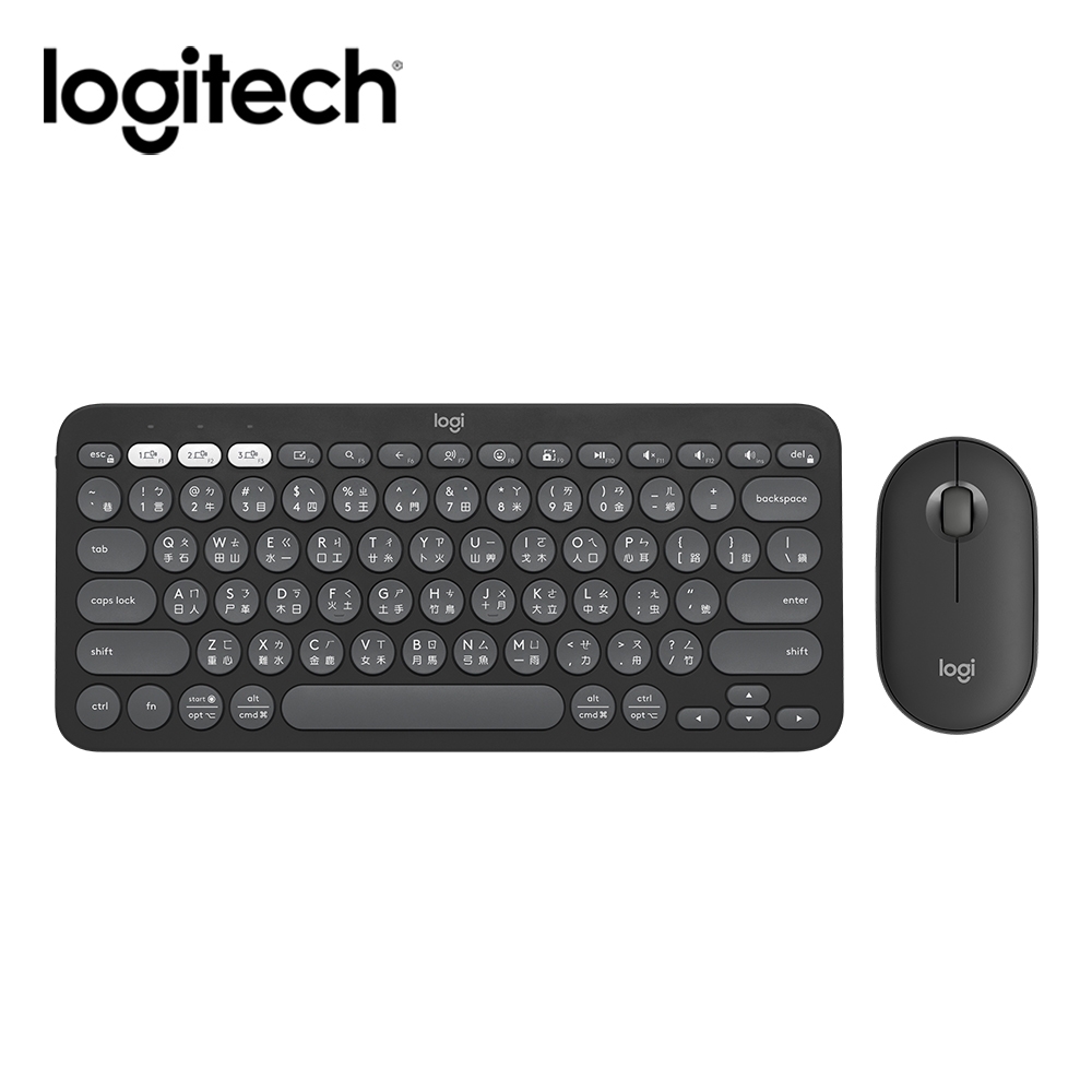 Logitech 羅技 Pebble 2 Combo 無線藍牙鍵盤滑鼠組 石墨灰