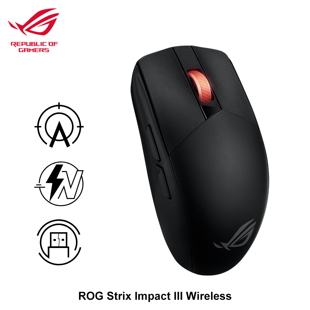 ASUS 華碩 ROG STRIX IMPACT III 無線電競滑鼠 黑色