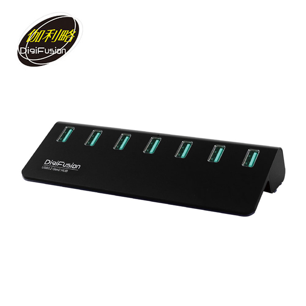 伽利略 USB3.2 Gen2 7埠 Hub鋁合金-黑