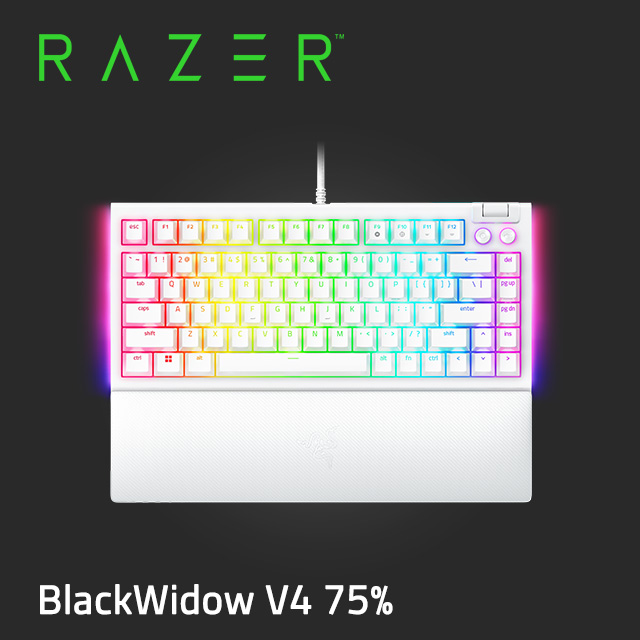 RAZER 雷蛇BlackWidow V4 75%-Phantom White Edition幻彩版機械式電競