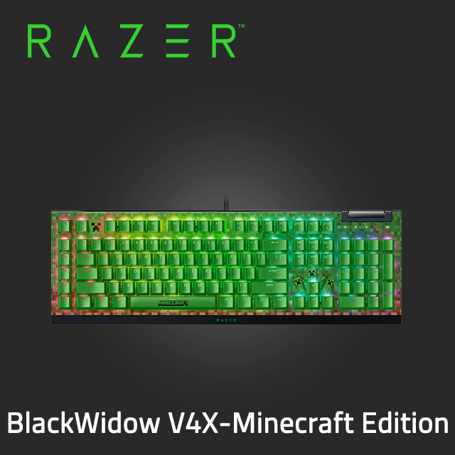 RAZER 雷蛇 BlackWidow V4 X Minecraft 限定版 機械式遊戲鍵盤