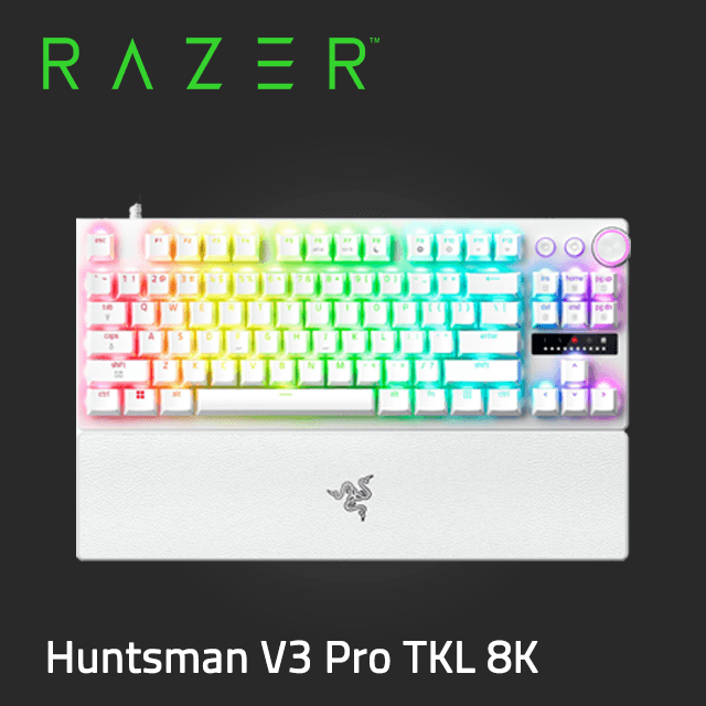 RAZER 雷蛇Huntsman V3 Pro TKL 8K 機械式鍵盤-白(光軸/英文) - PChome
