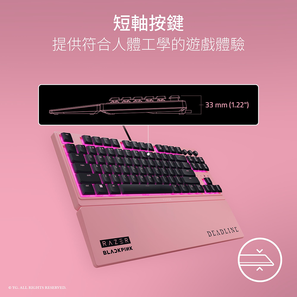 RAZER 雷蛇ORNATA V3 TENKEYLESS BLACKPINK Edition聯名款雨林狼蛛電競