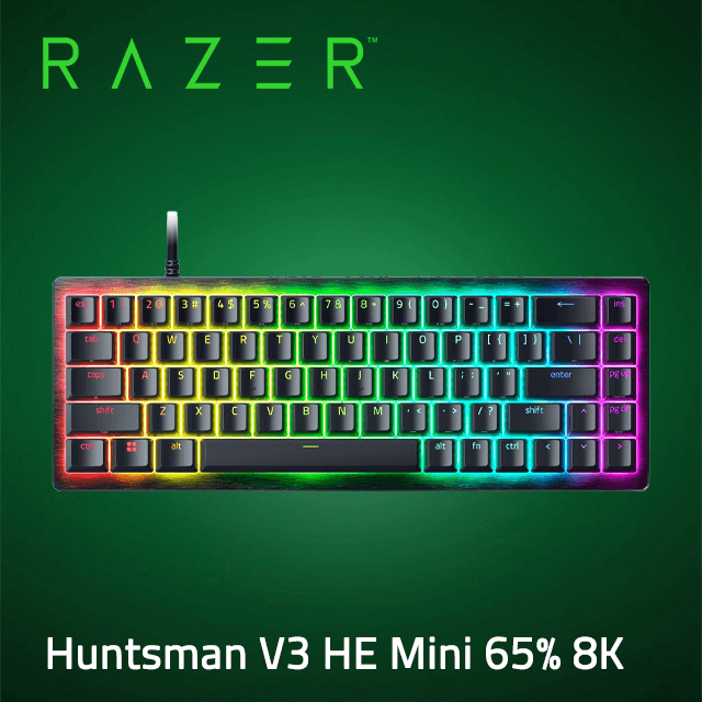 RAZER 雷蛇 Huntsman V3 HE 65% Mini 8K 獵魂光蛛機械式鍵盤(磁軸/英文)