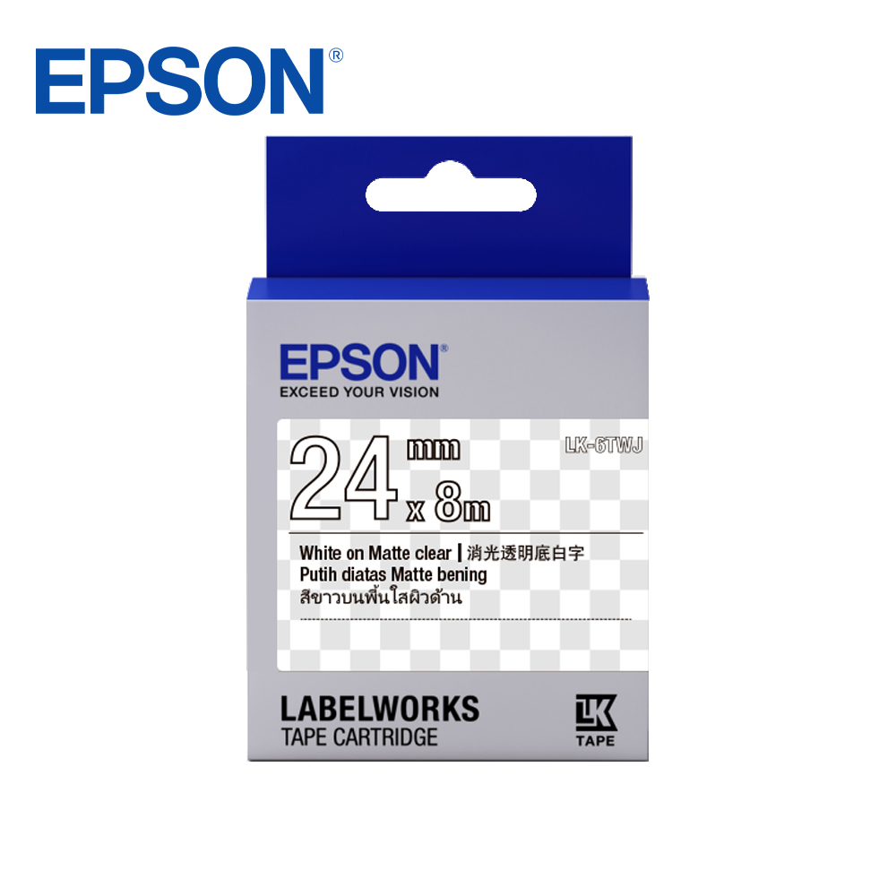 EPSON 愛普生 LK-6TWJ C53S656421標籤帶(消光霧面24mm)透明白