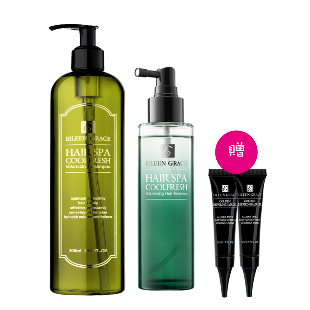 EILEEN GRACE 妍霓絲 頭皮淨化養髮精華120ml+SPA洗髮精500ml+旅髮油5mlx2