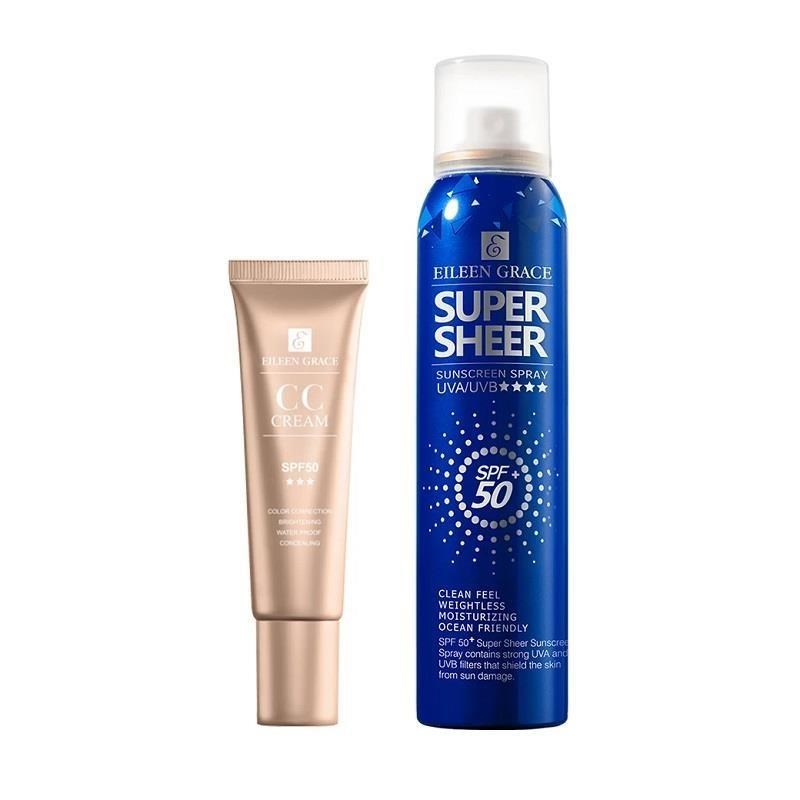 EILEEN GRACE 妍霓絲 晶靈光感CC霜30ML*1+SPF50清爽沁涼防曬噴霧180m l*1