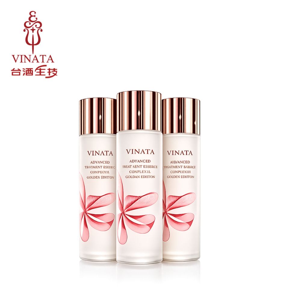 VINATA 台酒生技 酒粕精粹逆齡活膚金裝青春露 (紅花限定版)120ml_3入
