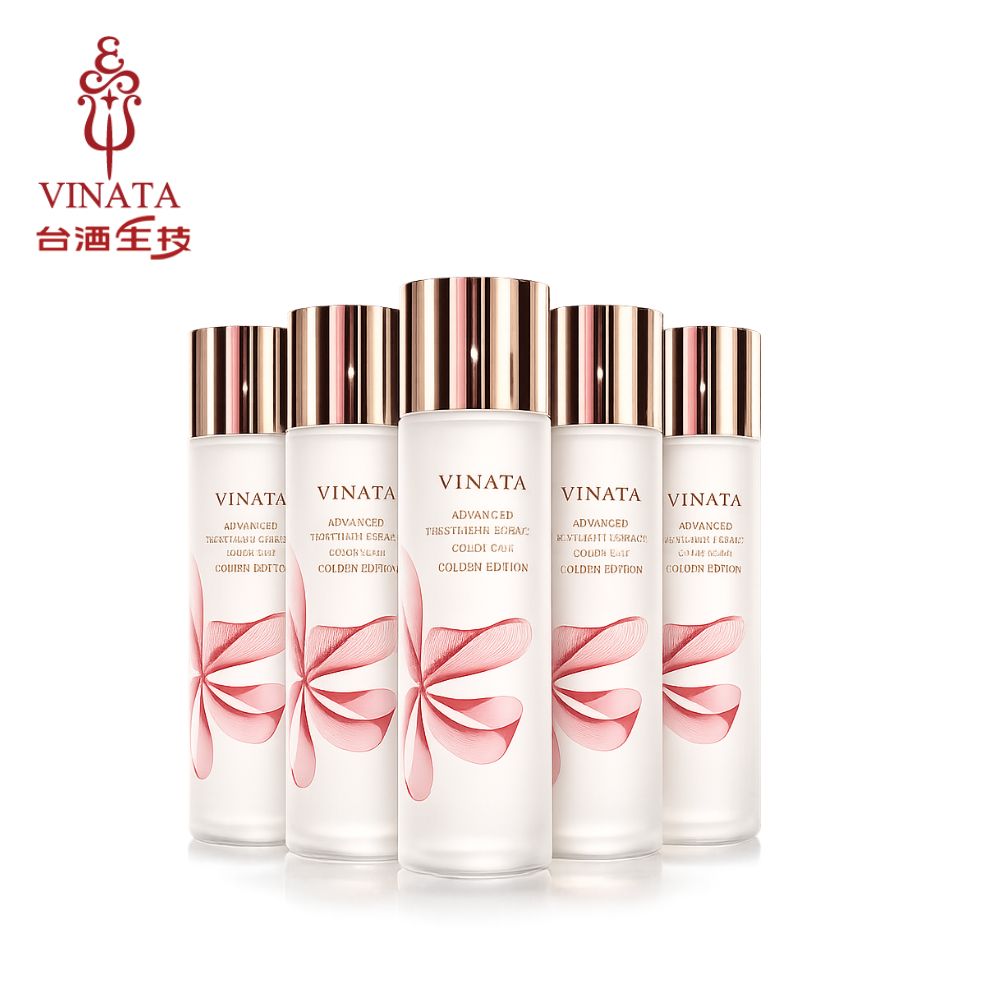 VINATA 台酒生技 酒粕精粹逆齡活膚金裝青春露 (紅花限定版)120ml_5入