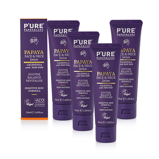 【澳洲Pure Papayacare 】木瓜臉頸乳液含金盞花玻尿酸50ml x4 入 級