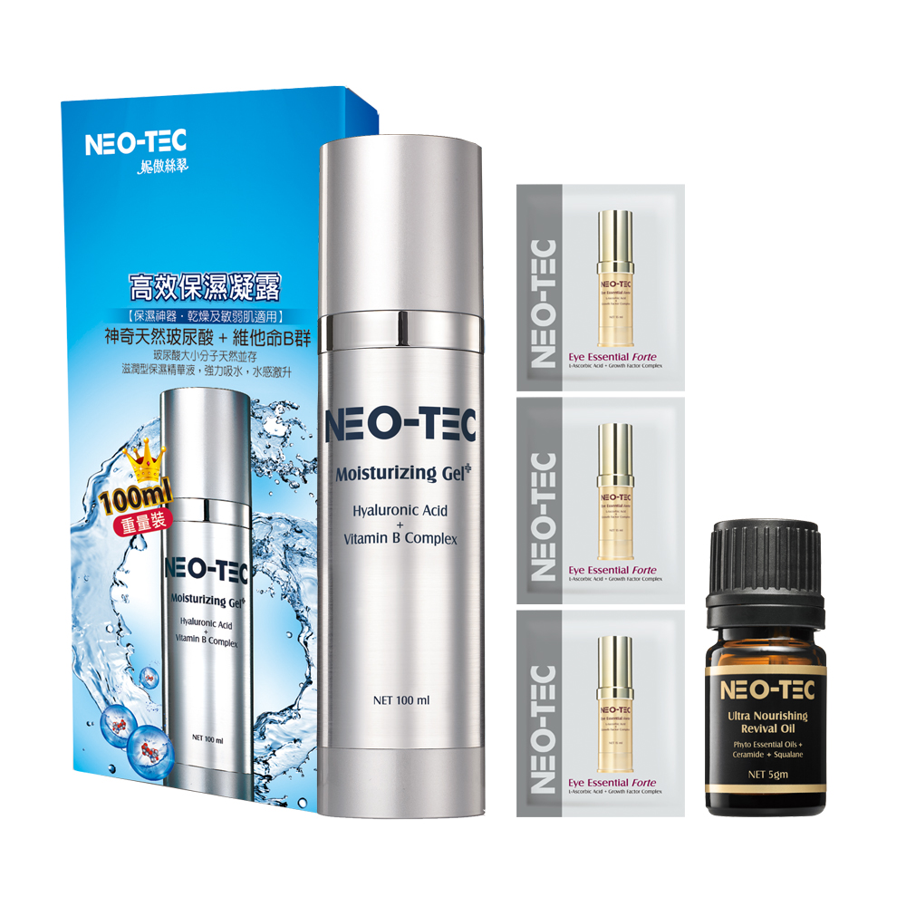 NEO-TEC 高效保濕凝露+100ml 【加贈】角鯊烷精華油5gm+賦活因子明眸菁萃2mlX3