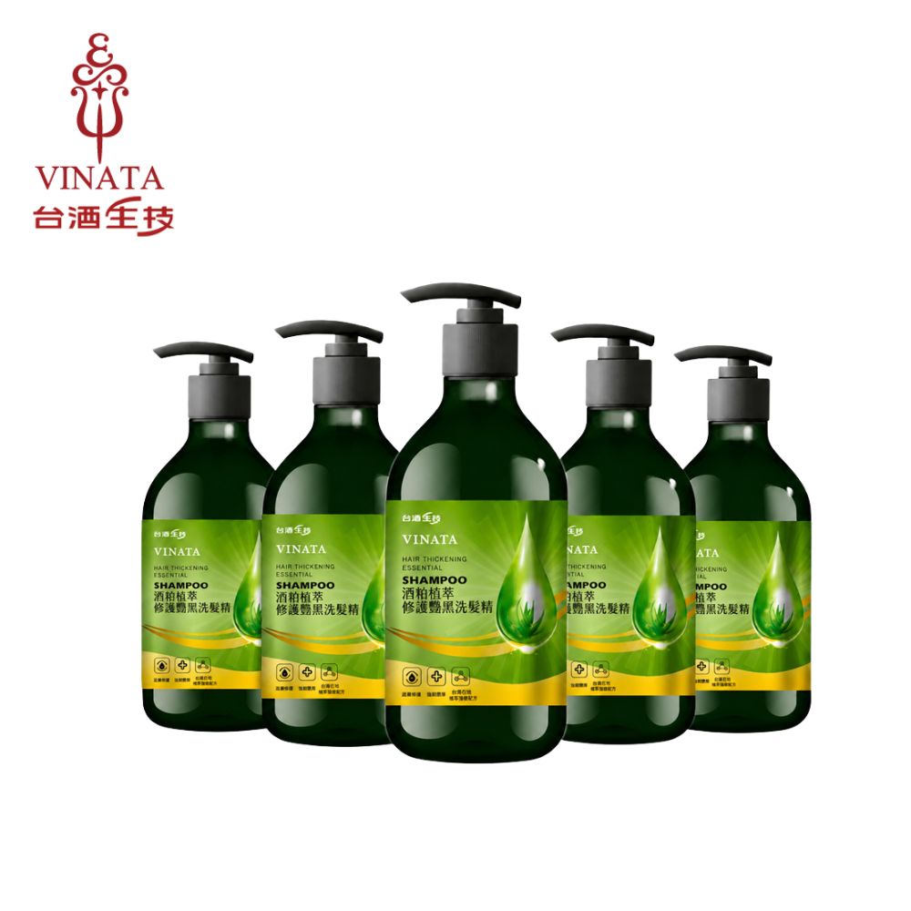 VINATA 台酒生技 酒粕植萃修護黝黑洗髮精 (500ml)_5入