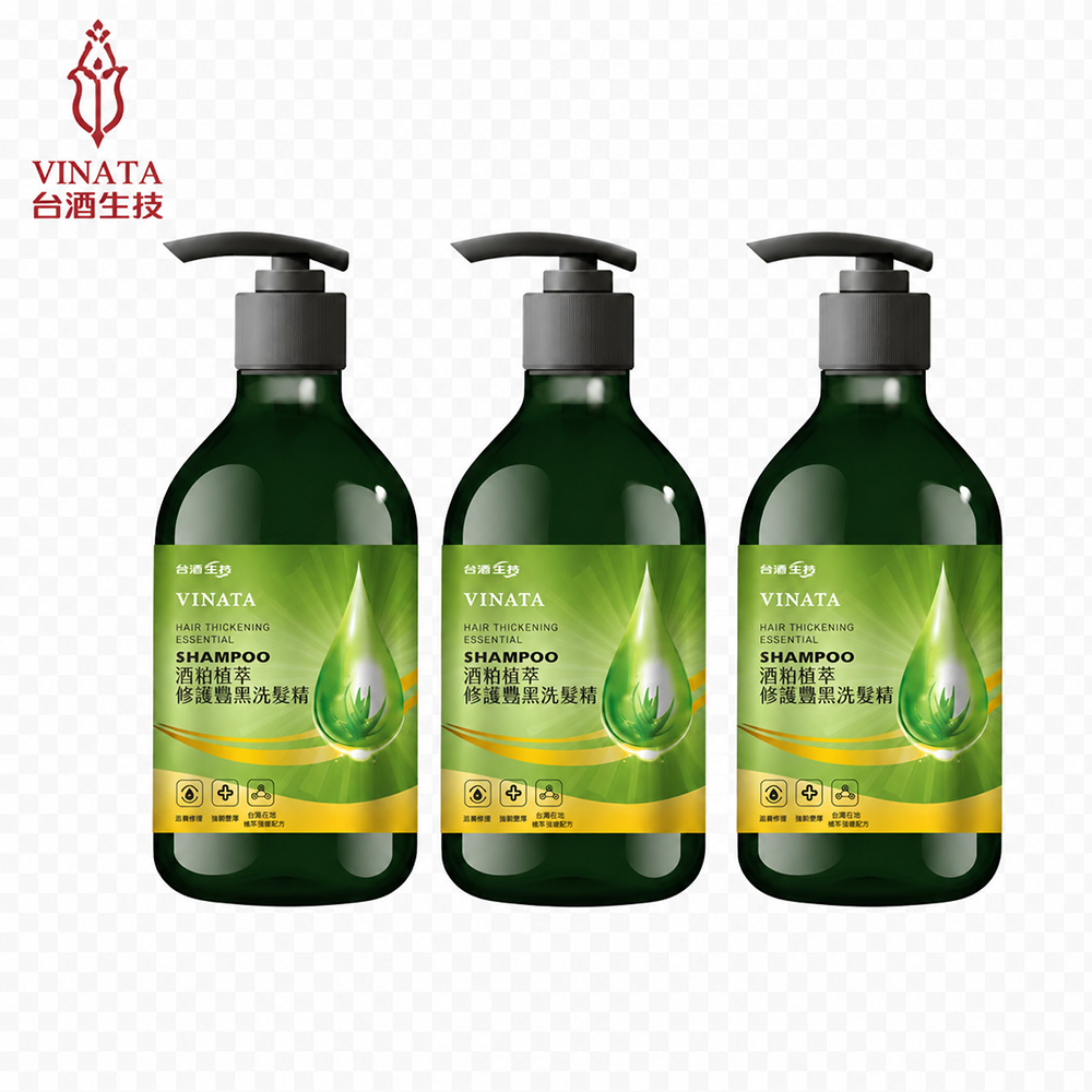 VINATA 台酒生技 酒粕植萃修護黝黑洗髮精 (500ml)_3入