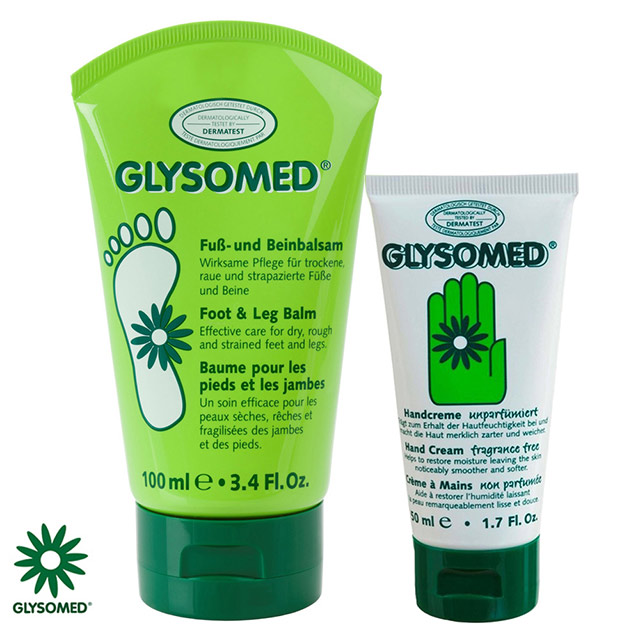 GLYSOMED 葛妮絲 潤足美腿霜100ml+甘菊護手霜(滋潤型)無香50ml【敏感肌適用】德國原裝進口