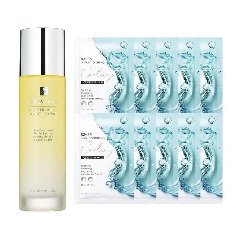 EILEEN GRACE 妍霓絲 B3+B5即刻舒緩冰晶面膜30ml 冰晶面膜10入/面皰痘痘化妝水