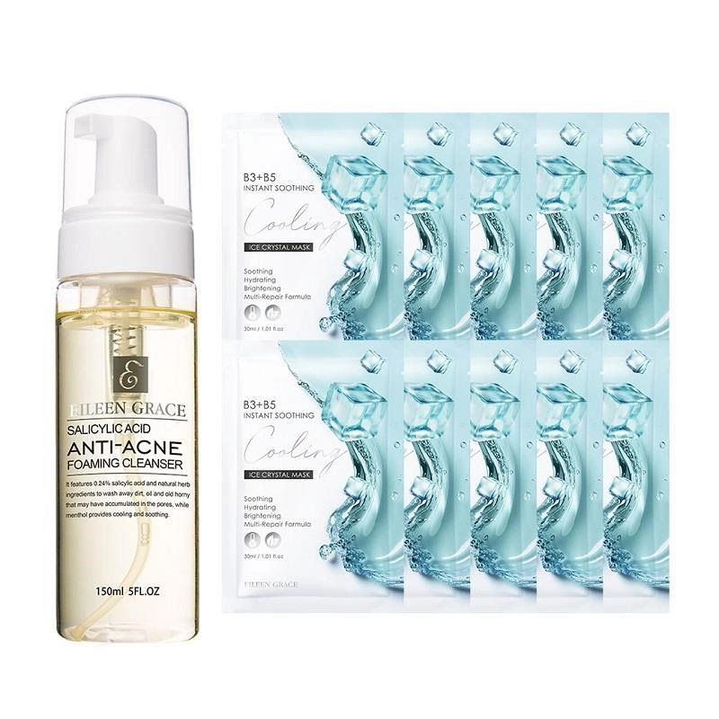 EILEEN GRACE 妍霓絲 B3+B5即刻舒緩冰晶面膜30ml 冰晶面膜10入/抗痘洗顏慕斯