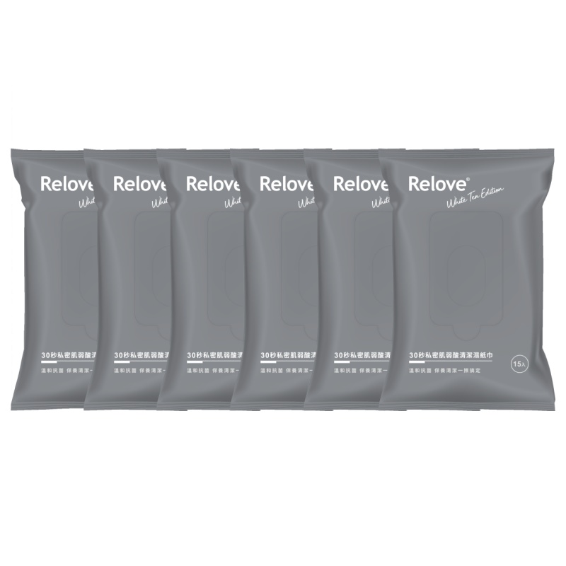 Relove 6入組 私密肌30秒面膜濕紙巾- 綠茶無涼