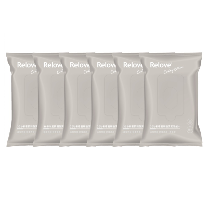 Relove 6入組 私密肌30秒面膜濕紙巾(玫瑰涼感*6)