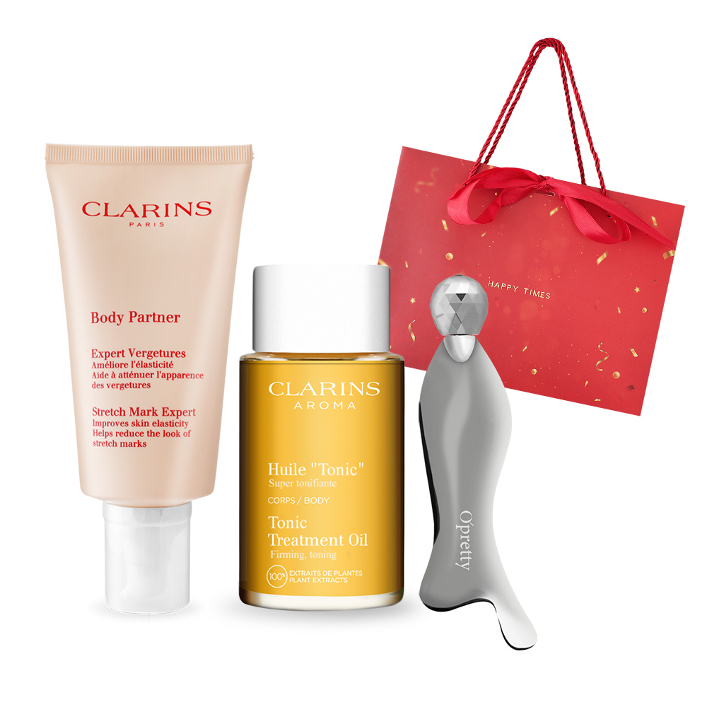 Clarins 克蘭詩 孕婦宛若新生調和按摩組[撫紋霜+護理油+按摩器+禮袋]