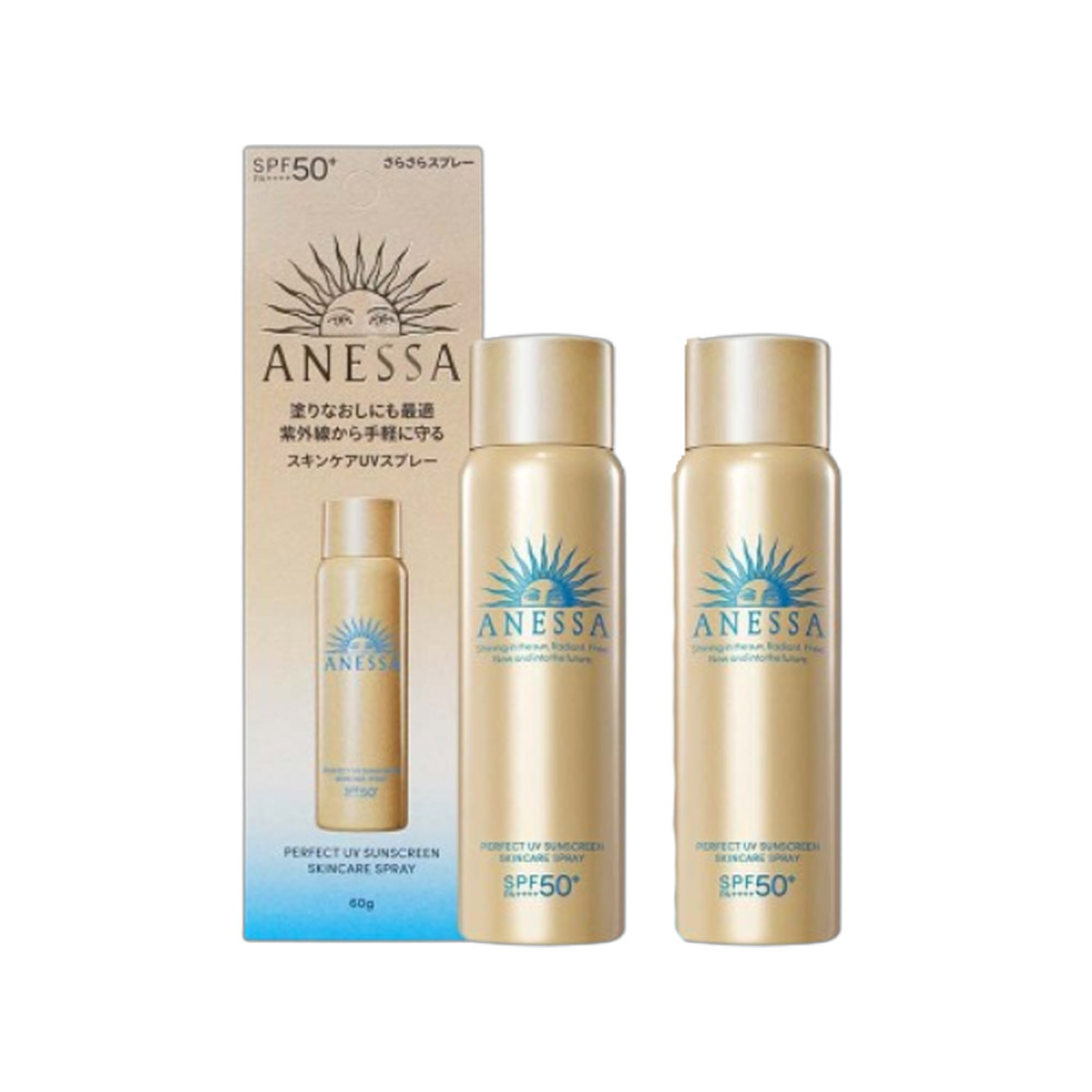 SHISEIDO 資生堂 安耐曬 金鑽高效防曬噴霧NA SPF50+/PA++++60g X2入組★(全新改版/防水耐汗/倒著也能噴)國際航空版
