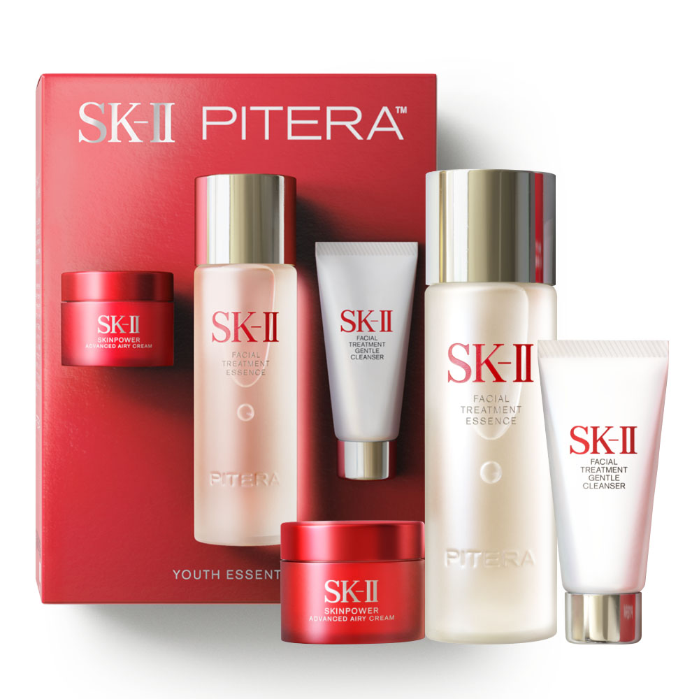 SK II 緊緻嫩肌套裝青春露75ml 活膚霜15g 潔面乳20g 贈品牌紙袋