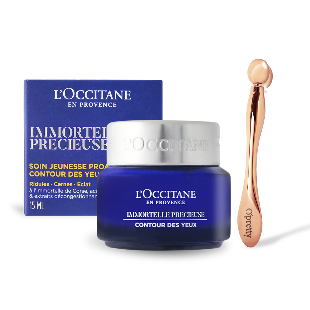 L'OCCITANE 歐舒丹 LOCCITANE 蠟菊精華眼霜(15ml)-新版贈OPretty 歐沛媞 眼部按摩棒(10X1.5cm)-公司貨