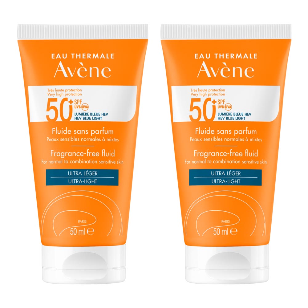 Avene 雅漾 超能輕感防曬液(無香)SPF50+ 50ml(2入特惠)
