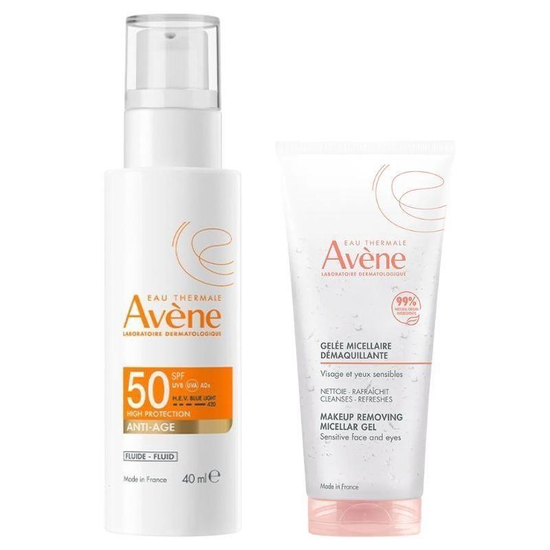 Avene 雅漾 亮彈撫紋防曬乳超值組(40ml+卸妝凝膠100ml)