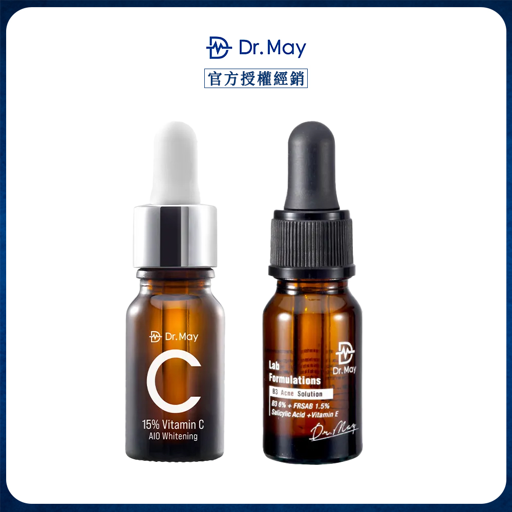 Dr.May 美博士 專業B3水楊酸精華10ml+C15℅美白精華10ml_2入組(早C晚B 抗痘淡印)
