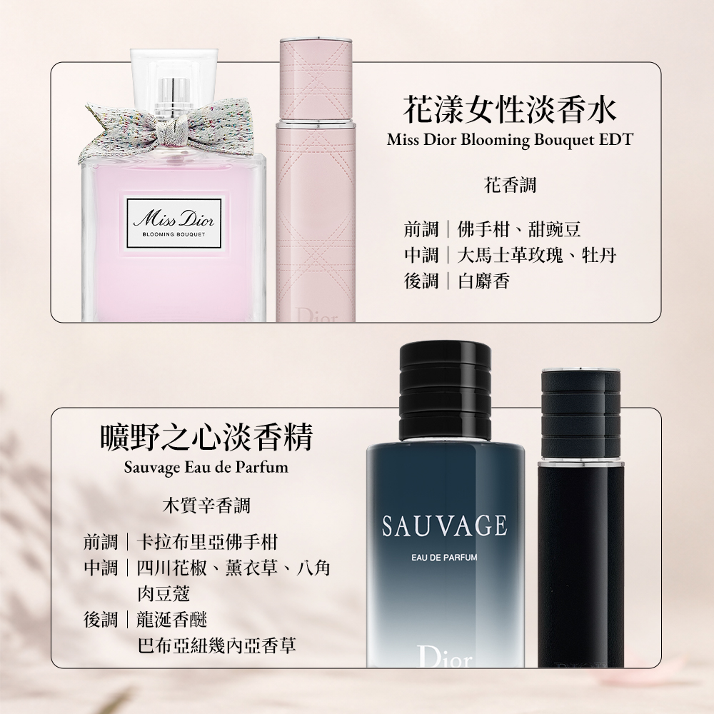 Dior 迪奧禮盒100ml+10ml 任選(Miss Dior 花漾女性/SAUVAGE曠野之心