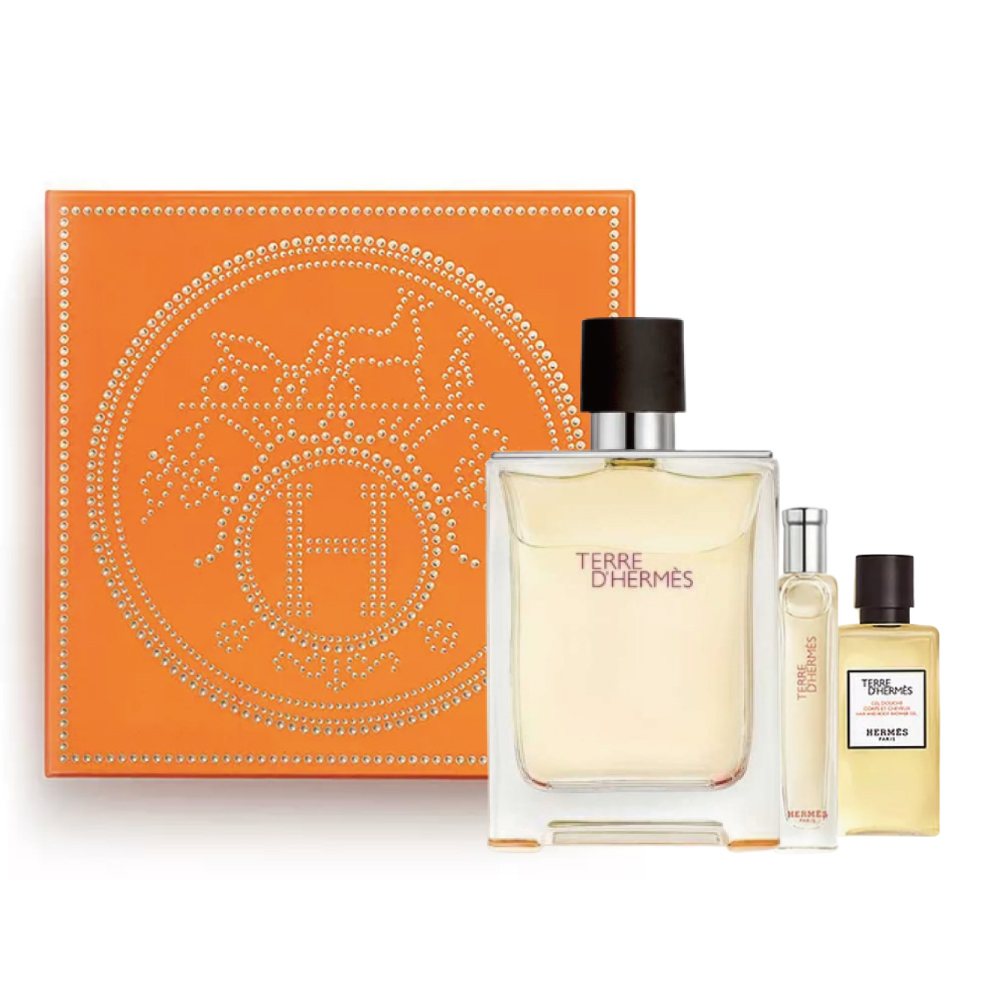 HERMES 愛馬仕 大地男性淡香水三入禮盒(100ml+15ml+沐浴40ml) TERRE D