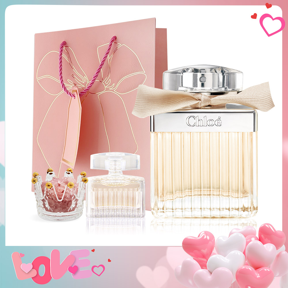CHLOE 蔻依 同名女性淡香精愛戀香氛組[(75ml)+(5ML)+粉水晶擴香]附提袋-情人節獻禮-公司貨