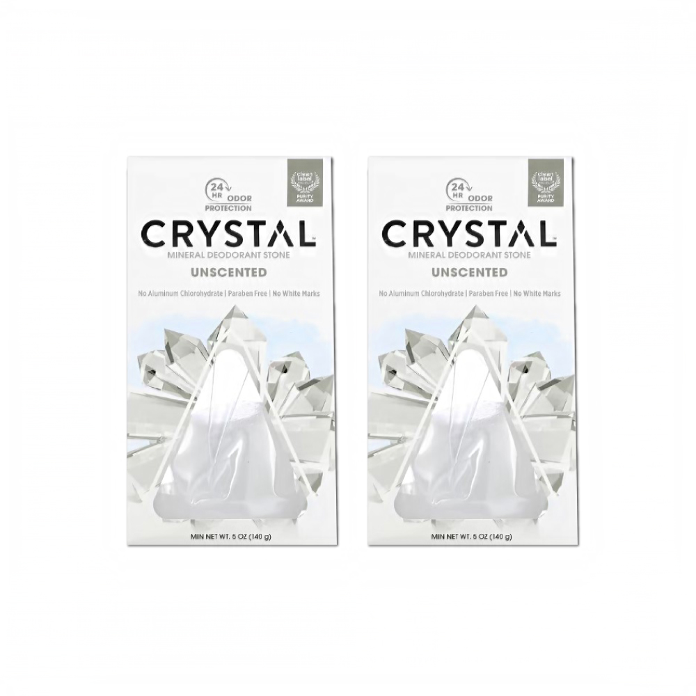 (2盒超值組)美國CRYSTAL-身體全天乾爽體香膏-無香款140g/盒(晶燦綺肌體香石,運動異味消臭石)