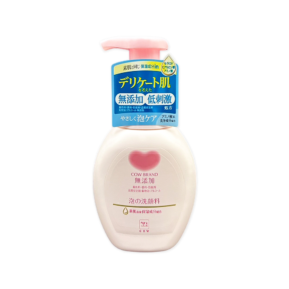 牛乳石鹼 日本COW無添加溫和潔淨潤澤泡沫慕斯洗面乳160ml/按壓粉瓶(綿密泡泡洗顏慕斯)